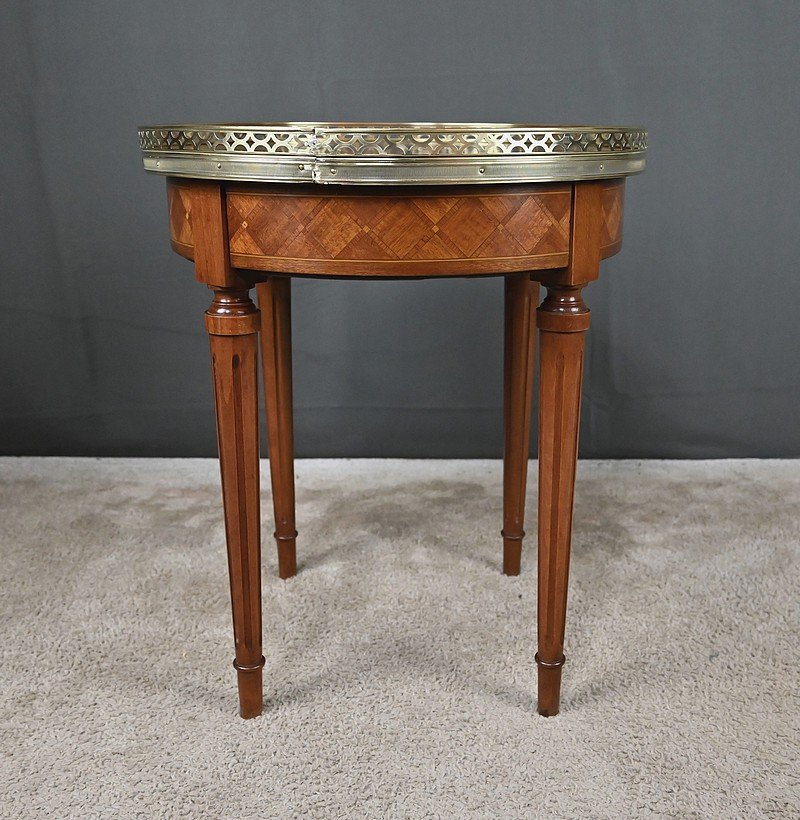 Small Marquetry Hot-water Bottle Table – Mid-20th Century-photo-6