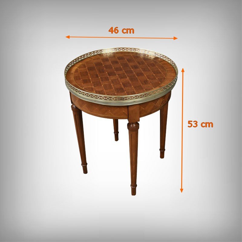 Small Marquetry Hot-water Bottle Table – Mid-20th Century-photo-7