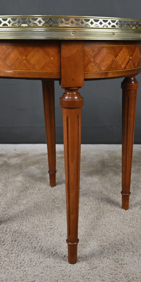 Small Marquetry Hot-water Bottle Table – Mid-20th Century-photo-8