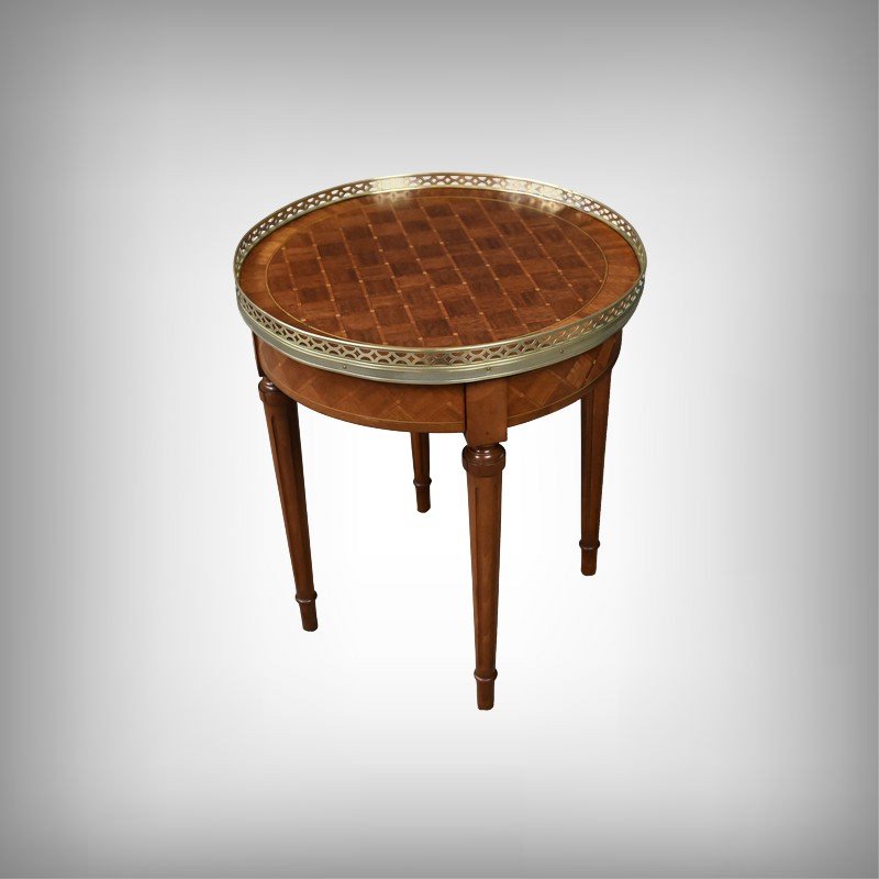 Small Marquetry Hot-water Bottle Table – Mid-20th Century