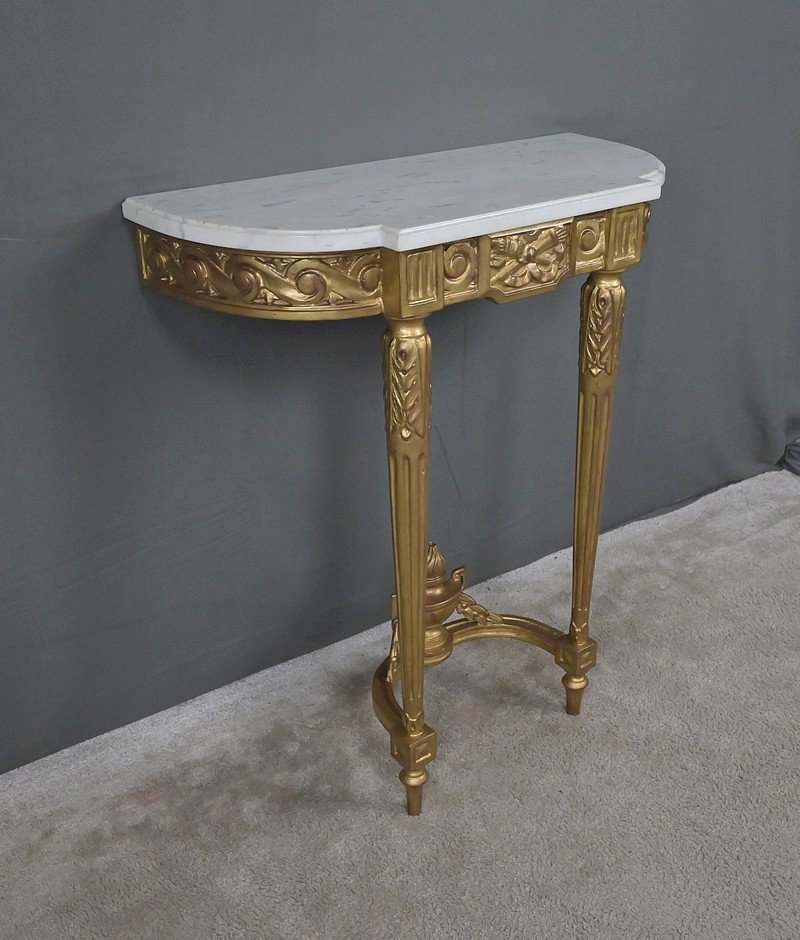 Petite Console en Marbre et Bois Doré, style Louis XVI – Début XXe-photo-3