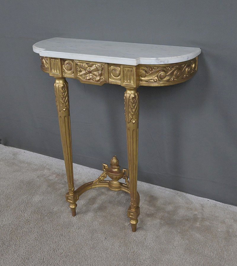 Petite Console en Marbre et Bois Doré, style Louis XVI – Début XXe-photo-4