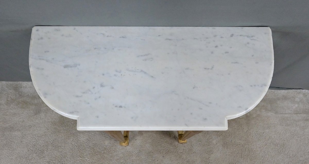Petite Console en Marbre et Bois Doré, style Louis XVI – Début XXe-photo-2