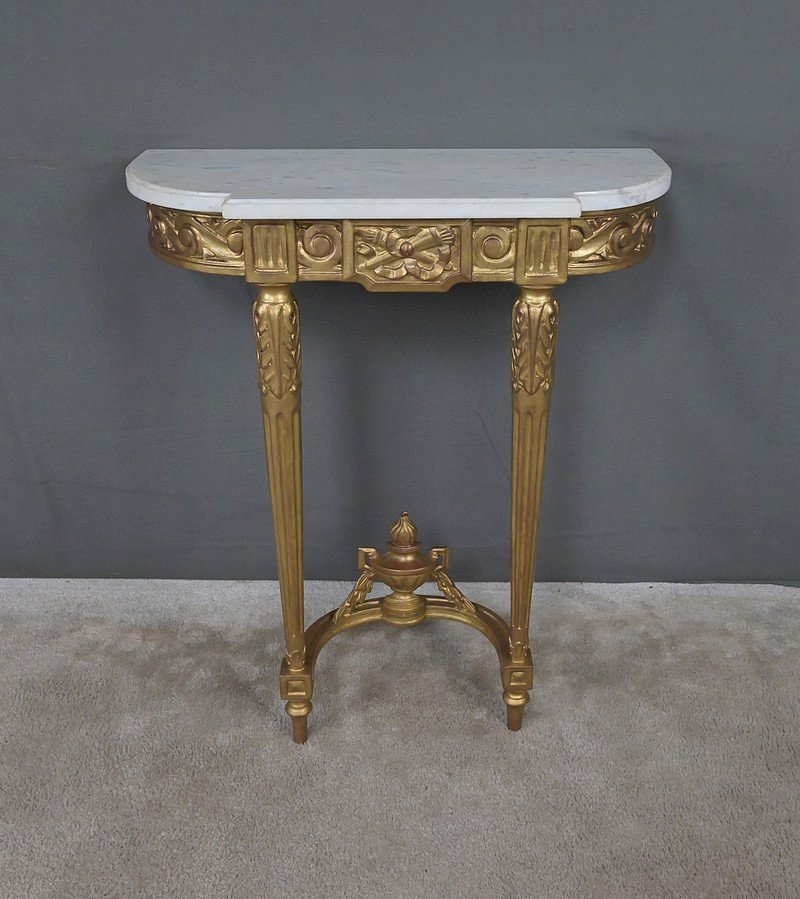 Petite Console en Marbre et Bois Doré, style Louis XVI – Début XXe-photo-4