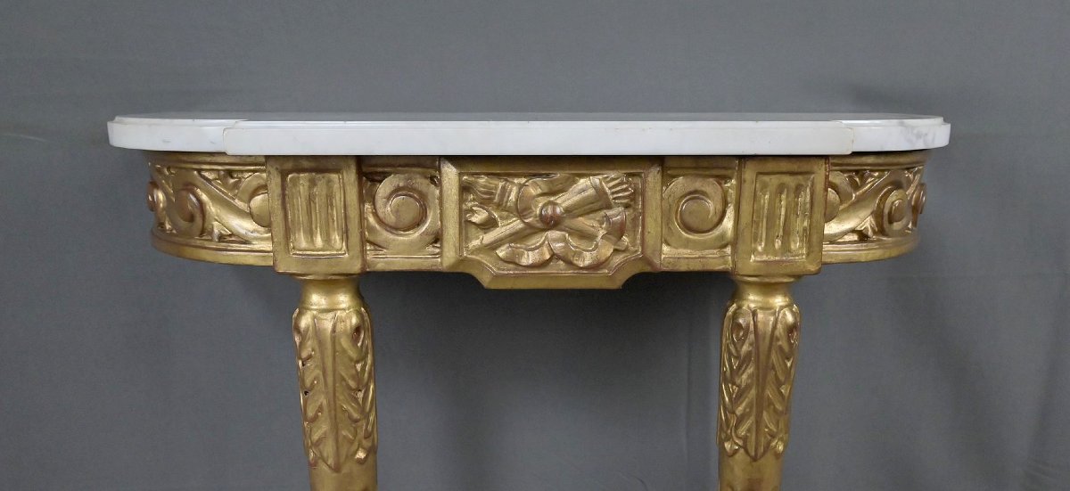 Petite Console en Marbre et Bois Doré, style Louis XVI – Début XXe-photo-5