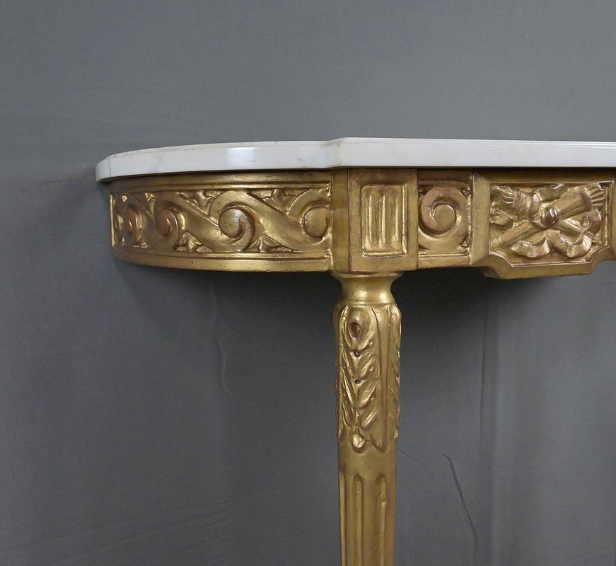 Petite Console en Marbre et Bois Doré, style Louis XVI – Début XXe-photo-7
