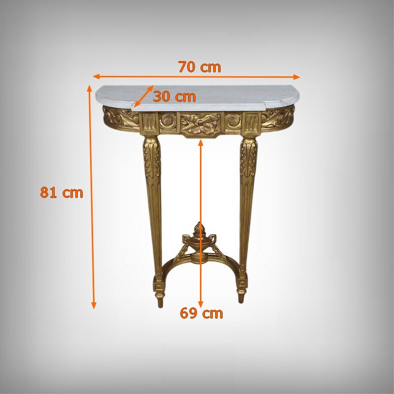 Petite Console en Marbre et Bois Doré, style Louis XVI – Début XXe-photo-8