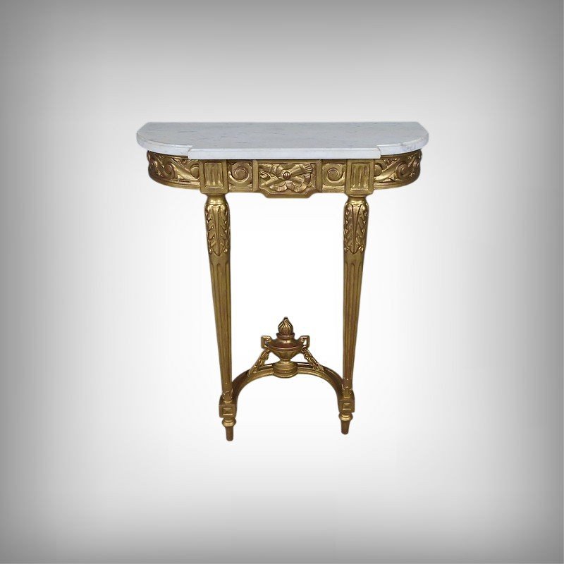 Petite Console en Marbre et Bois Doré, style Louis XVI – Début XXe