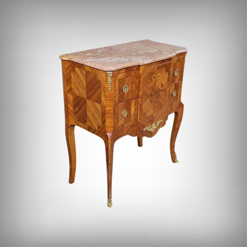 Chest Of Drawers With Rosewood Marquetry, Louis XV/louis XVI Transitional Style – Mid-20th Century-photo-2