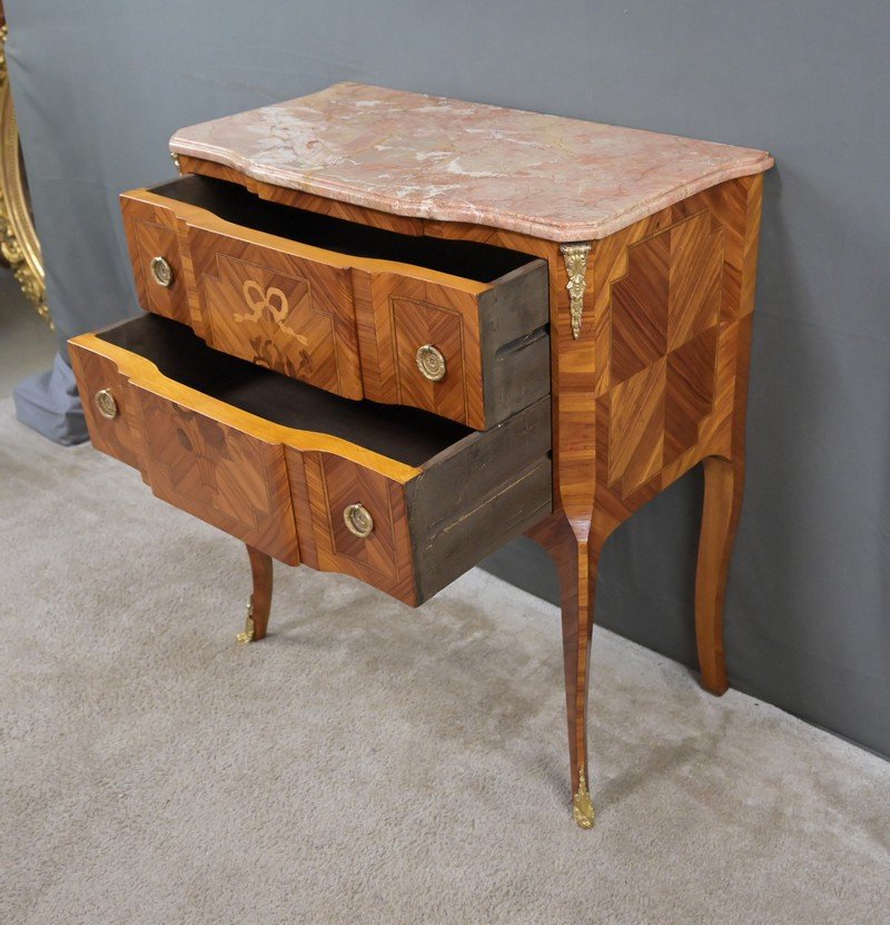 Chest Of Drawers With Rosewood Marquetry, Louis XV/louis XVI Transitional Style – Mid-20th Century-photo-3