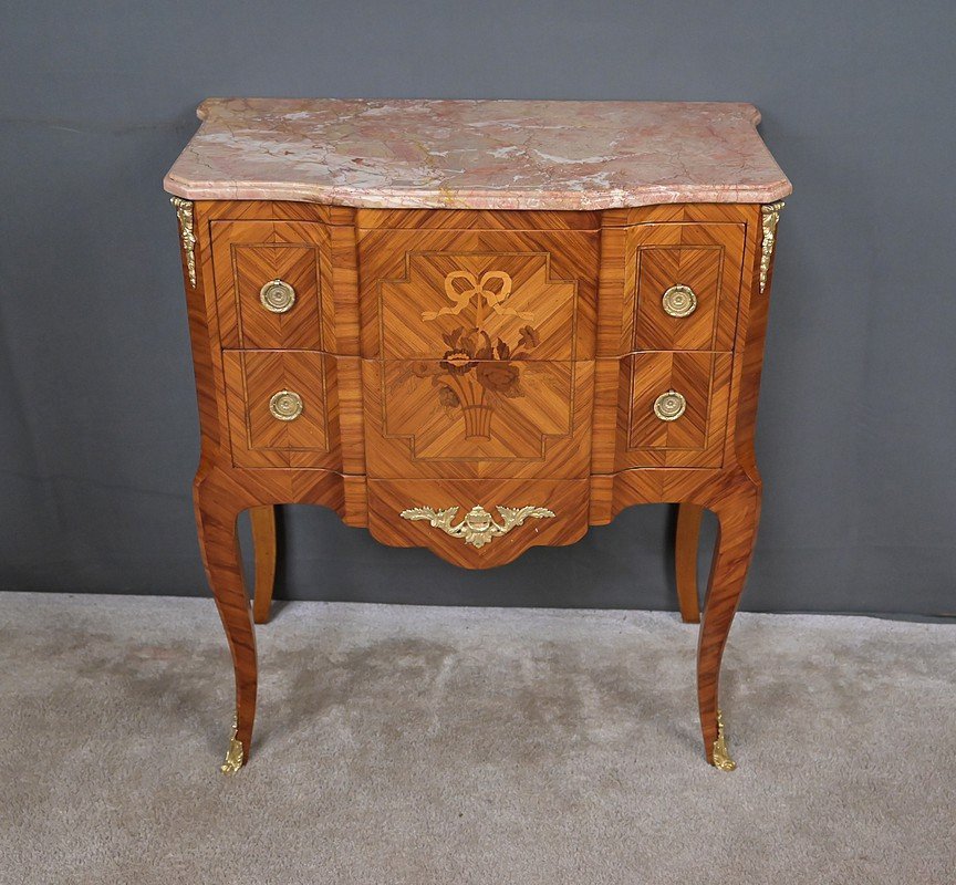 Chest Of Drawers With Rosewood Marquetry, Louis XV/louis XVI Transitional Style – Mid-20th Century-photo-1