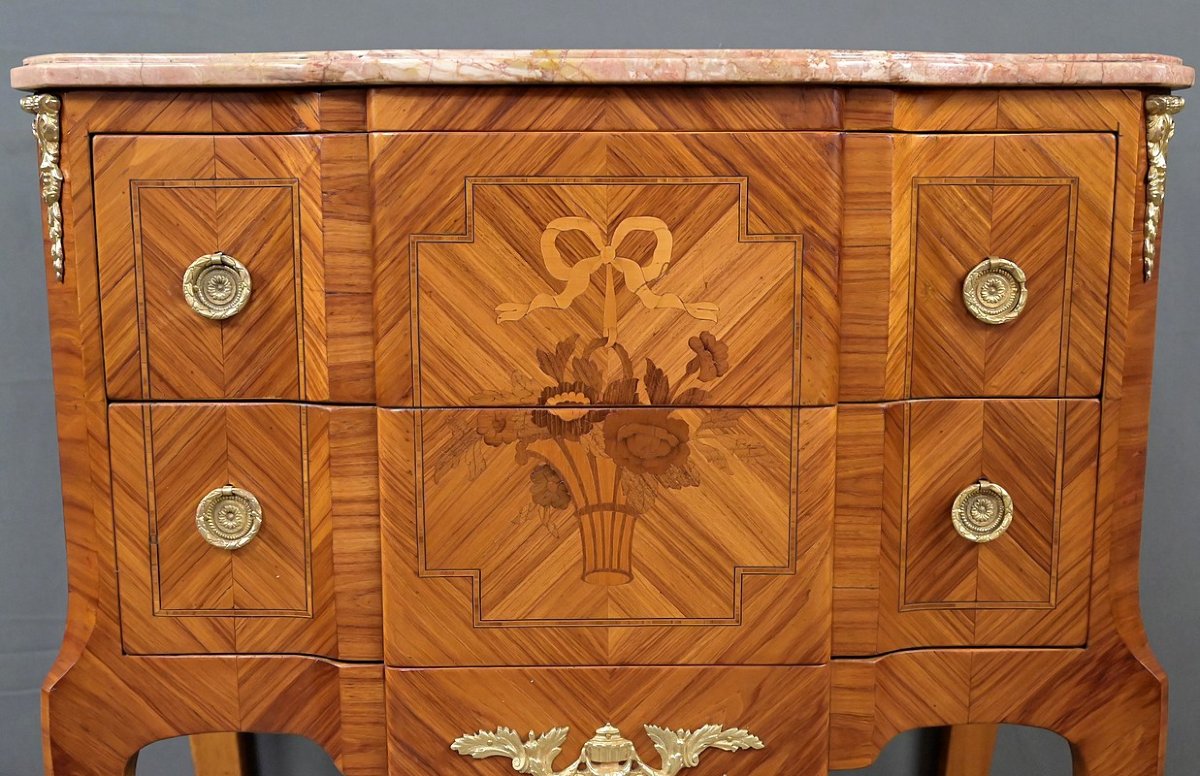 Chest Of Drawers With Rosewood Marquetry, Louis XV/louis XVI Transitional Style – Mid-20th Century-photo-3