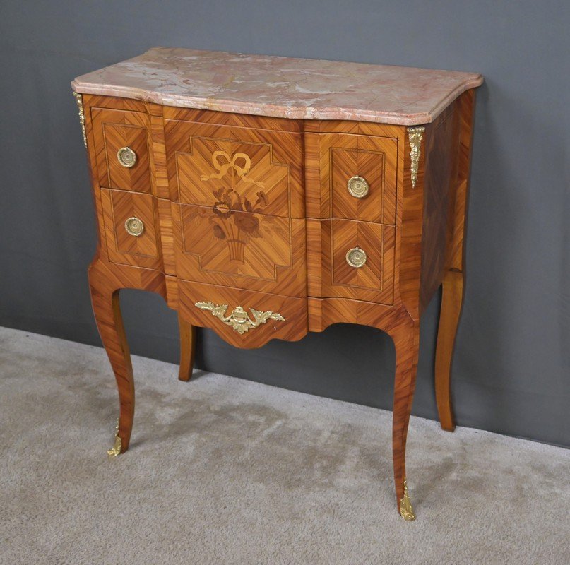 Chest Of Drawers With Rosewood Marquetry, Louis XV/louis XVI Transitional Style – Mid-20th Century-photo-4