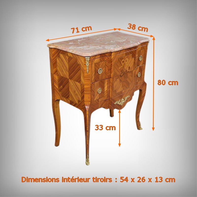 Chest Of Drawers With Rosewood Marquetry, Louis XV/louis XVI Transitional Style – Mid-20th Century-photo-8