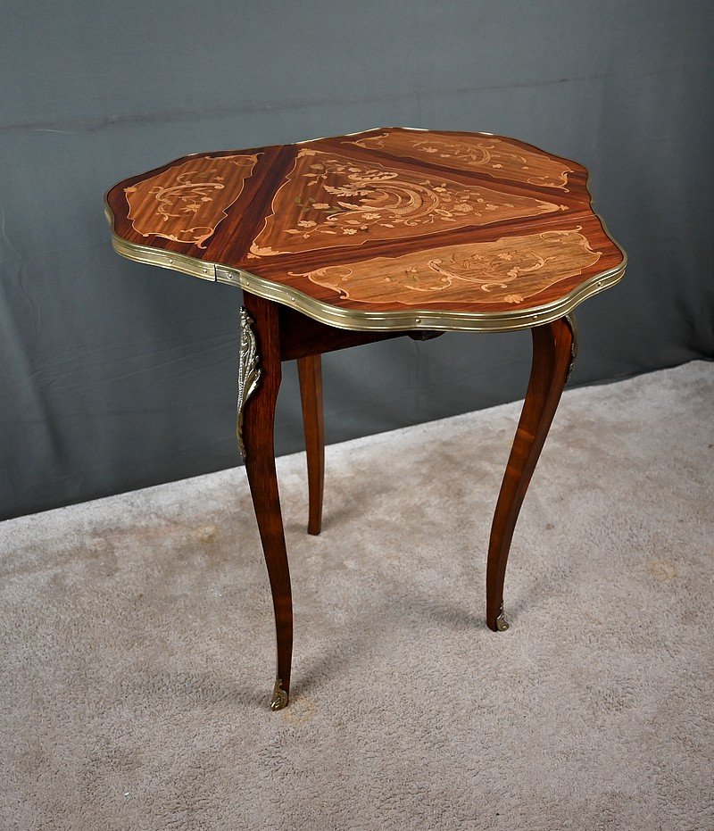 Petite Table à Volets en Acajou, époque Napoléon III – 2ème partie XIXe-photo-3