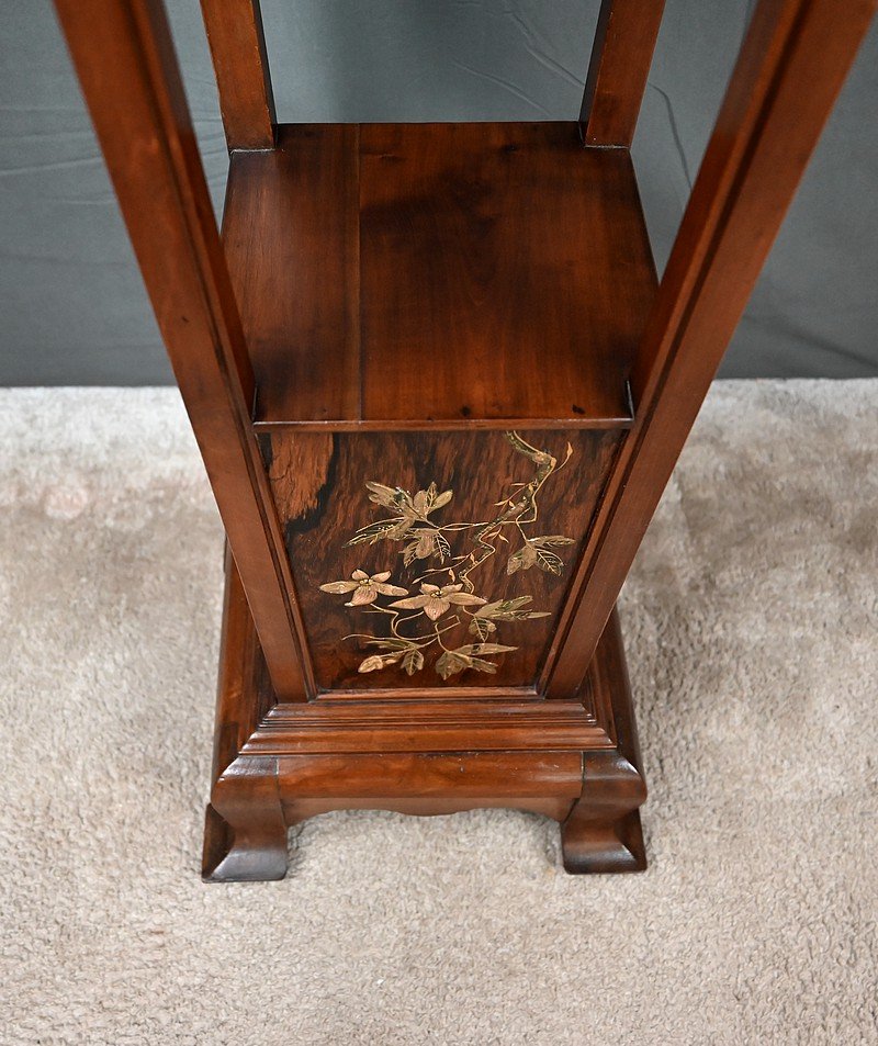 Grande Sellette en Merisier & Noyer, style Asiatique – Début XXe-photo-3