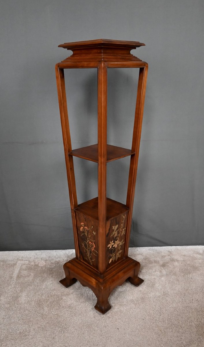 Grande Sellette en Merisier & Noyer, style Asiatique – Début XXe-photo-5
