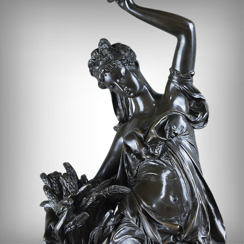 Important "summer" Bronze, Signed Carrier-belleuse – 2nd Half Of The 19th Century-photo-2