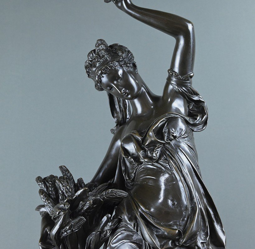 Important "summer" Bronze, Signed Carrier-belleuse – 2nd Half Of The 19th Century-photo-3