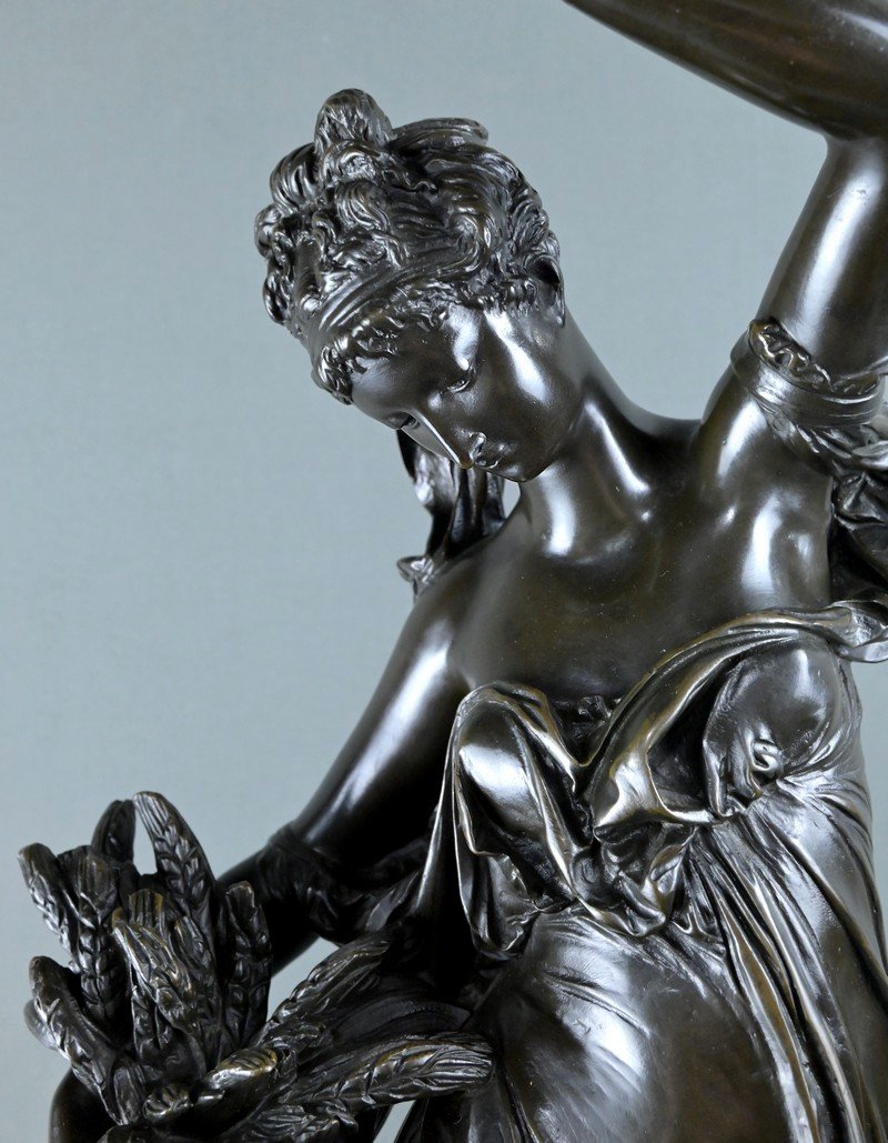 Important "summer" Bronze, Signed Carrier-belleuse – 2nd Half Of The 19th Century-photo-6