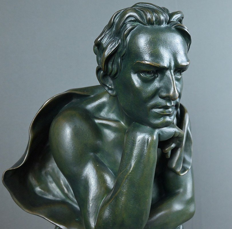 Important Bronze « Le Penseur », signé Chiparus, Art Déco – 1ère partie XXe-photo-4
