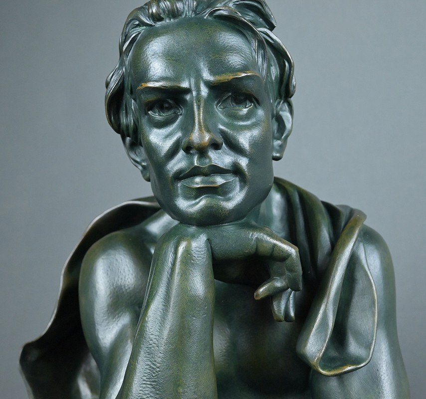 Important Bronze « Le Penseur », signé Chiparus, Art Déco – 1ère partie XXe-photo-1