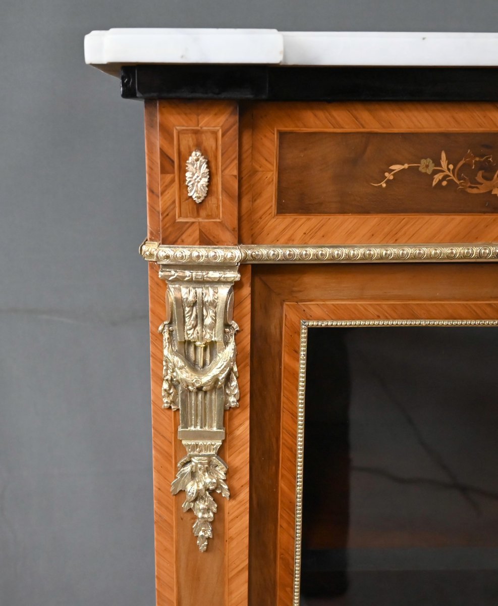Vitrine en Marqueterie de Bois de Rose & Merisier, style Napoléon III- 2ème partie XIXe-photo-3