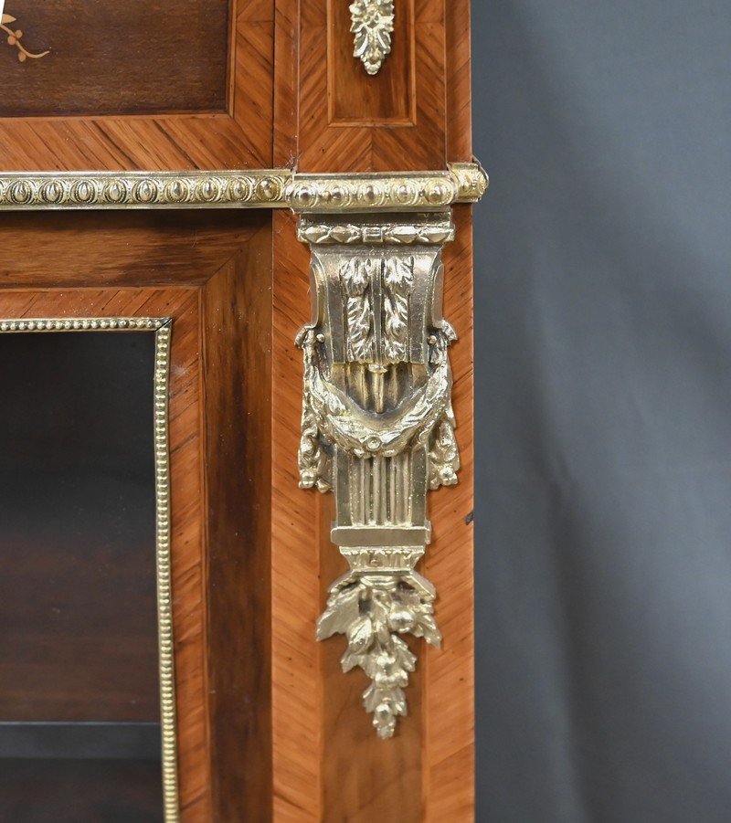 Vitrine en Marqueterie de Bois de Rose & Merisier, style Napoléon III- 2ème partie XIXe-photo-5