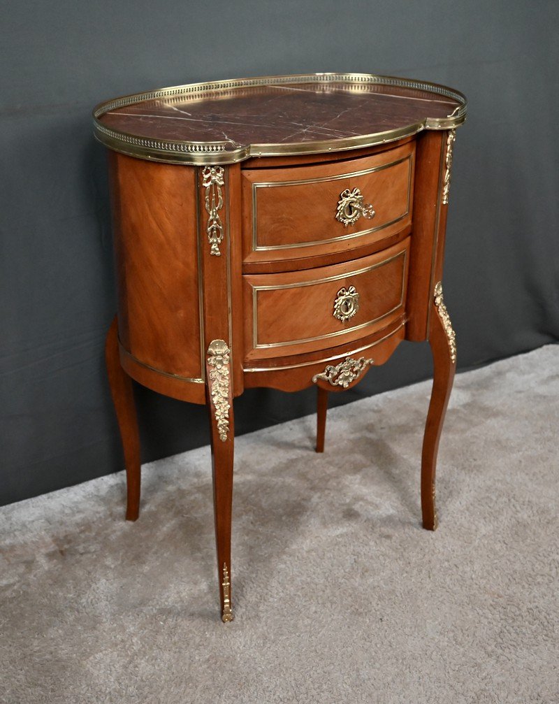 Small Kidney-shaped Mahogany Chest Of Drawers, Transition Style – Early 20th Century-photo-4
