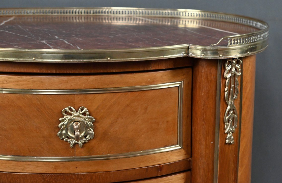 Small Kidney-shaped Mahogany Chest Of Drawers, Transition Style – Early 20th Century-photo-4