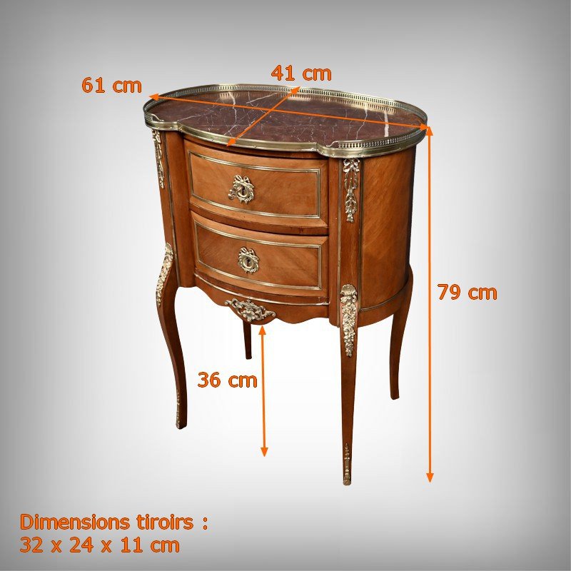 Small Kidney-shaped Mahogany Chest Of Drawers, Transition Style – Early 20th Century-photo-7