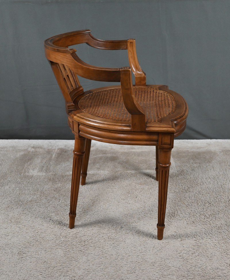 Small Walnut Office Armchair, Louis XVI Style – Late 19th Century-photo-4