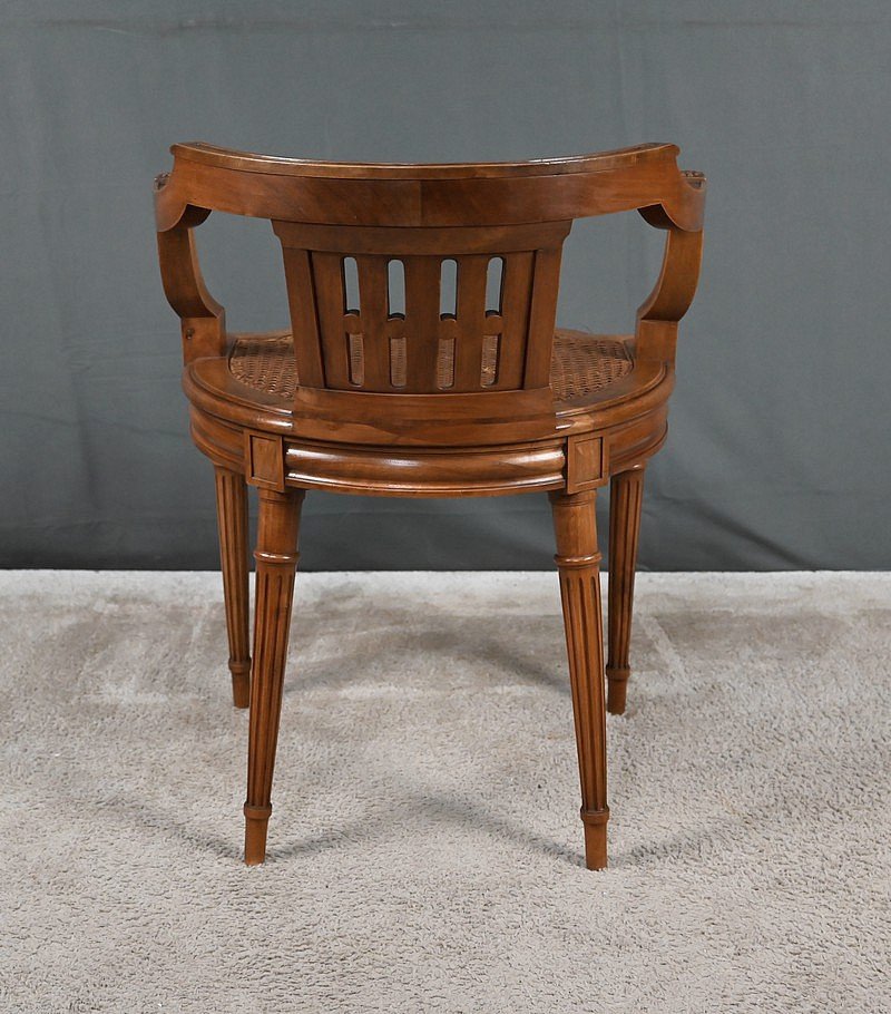 Small Walnut Office Armchair, Louis XVI Style – Late 19th Century-photo-1