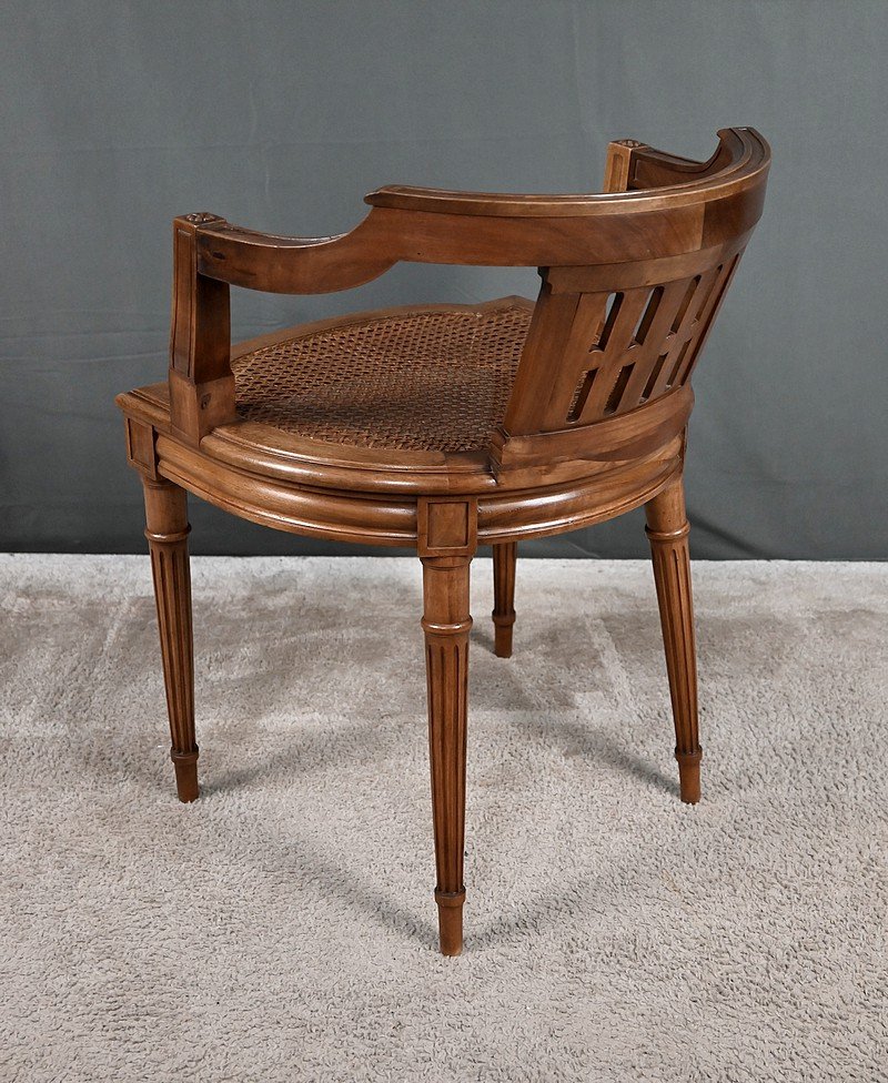 Small Walnut Office Armchair, Louis XVI Style – Late 19th Century-photo-6