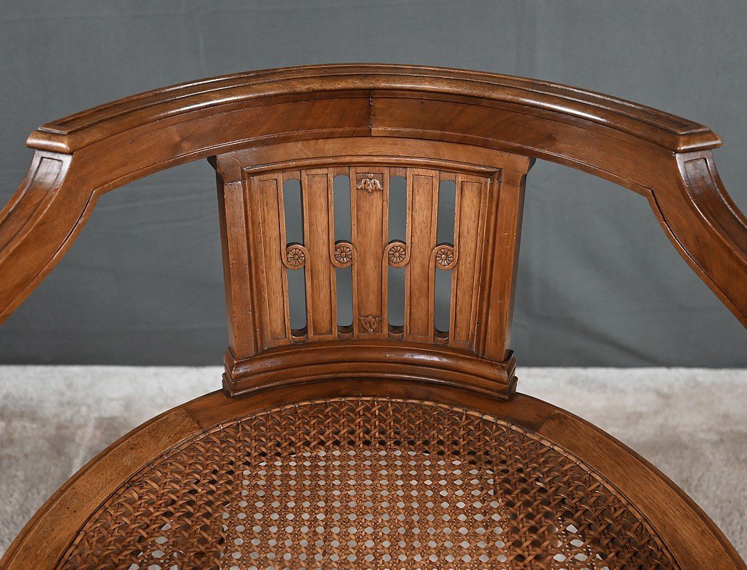 Small Walnut Office Armchair, Louis XVI Style – Late 19th Century-photo-7