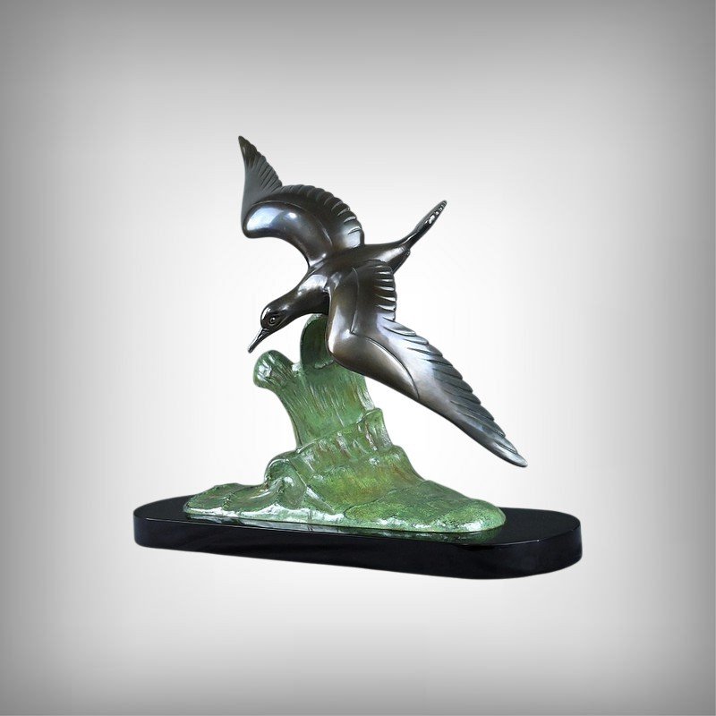 Bronze « Oiseau en Vol », signé Charles Ruchot, Art Déco – Début XXe-photo-2