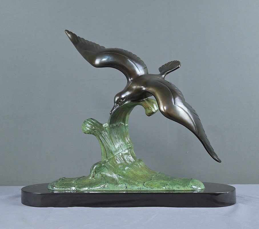 Bronze « Oiseau en Vol », signé Charles Ruchot, Art Déco – Début XXe-photo-3