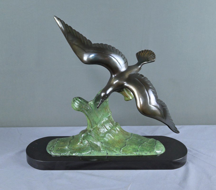 Bronze « Oiseau en Vol », signé Charles Ruchot, Art Déco – Début XXe-photo-4