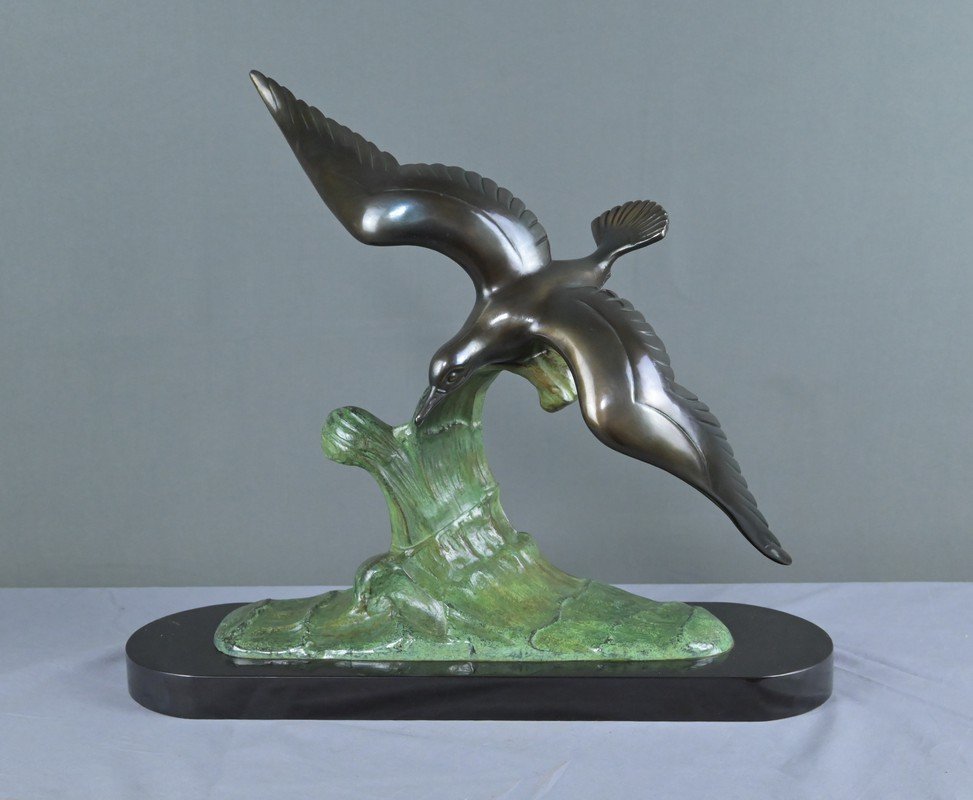 Bronze « Oiseau en Vol », signé Charles Ruchot, Art Déco – Début XXe-photo-4