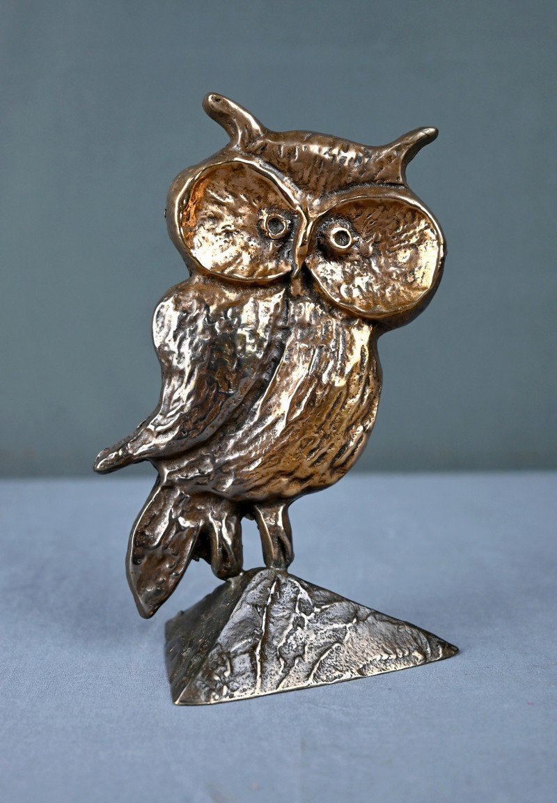 Bronze Sculpture “the Owl” By Lohé – Second Half Of The 20th Century-photo-3