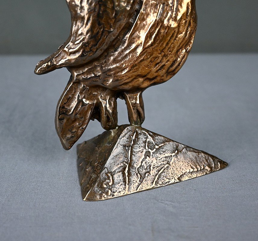 Bronze Sculpture “the Owl” By Lohé – Second Half Of The 20th Century-photo-1