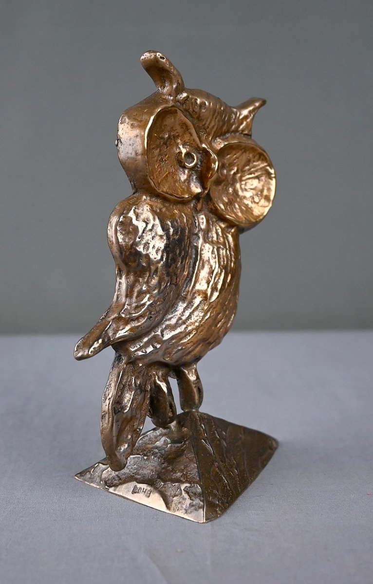 Bronze Sculpture “the Owl” By Lohé – Second Half Of The 20th Century-photo-2