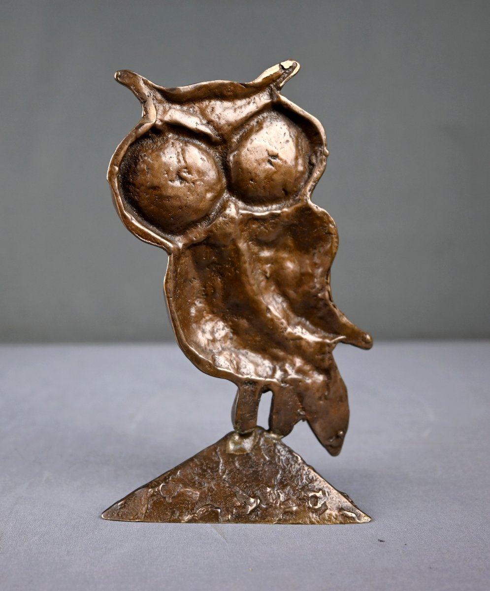 Bronze Sculpture “the Owl” By Lohé – Second Half Of The 20th Century-photo-5