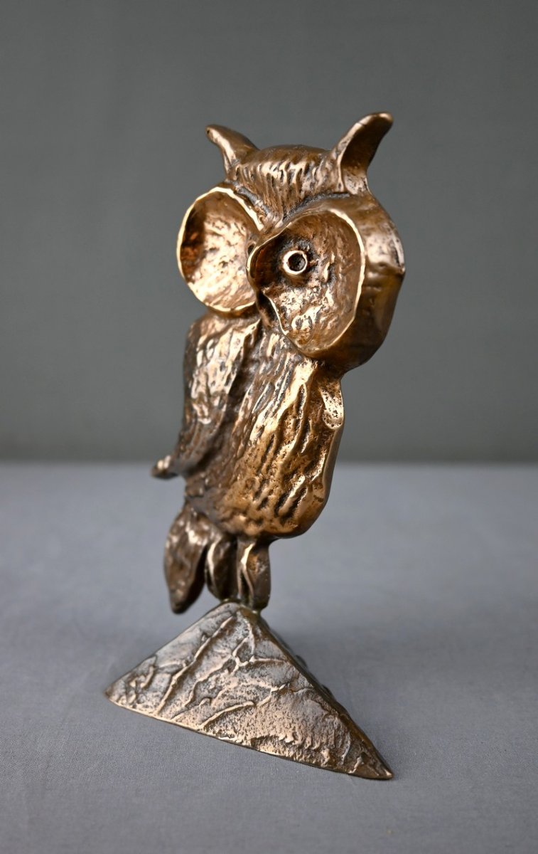 Bronze Sculpture “the Owl” By Lohé – Second Half Of The 20th Century-photo-7
