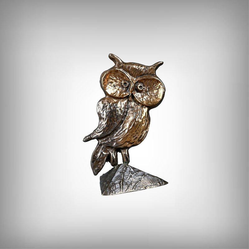 Bronze Sculpture “the Owl” By Lohé – Second Half Of The 20th Century