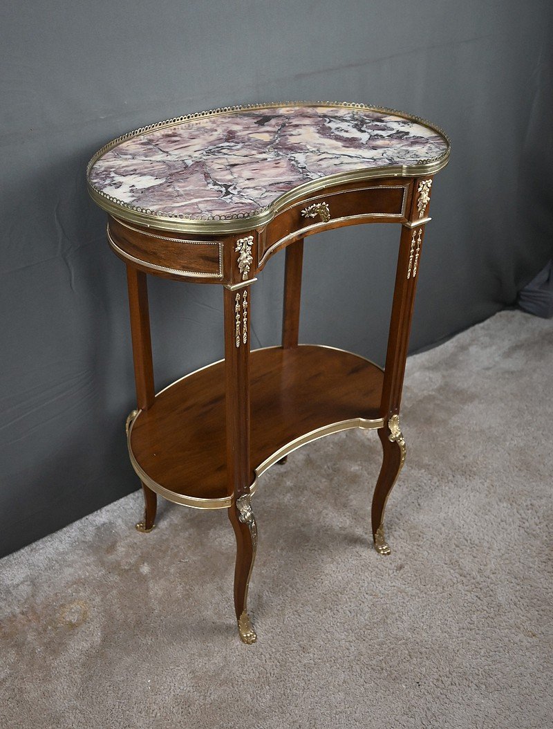Small Kidney-shaped Mahogany Table, Transition Style – Early 20th Century-photo-4