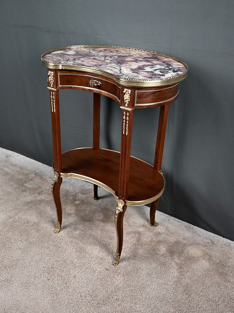Small Kidney-shaped Mahogany Table, Transition Style – Early 20th Century-photo-1