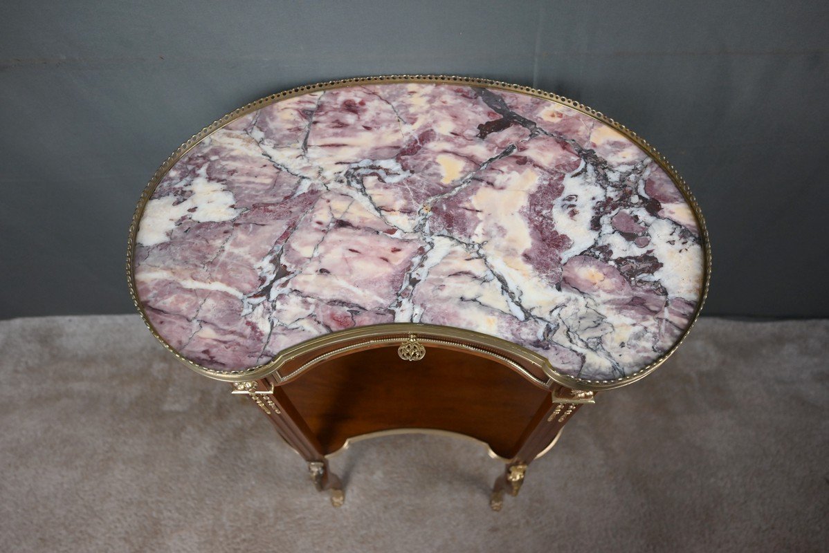 Small Kidney-shaped Mahogany Table, Transition Style – Early 20th Century-photo-3