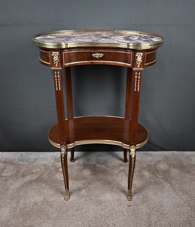 Small Kidney-shaped Mahogany Table, Transition Style – Early 20th Century-photo-4
