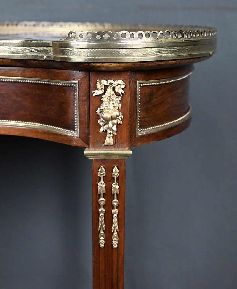 Small Kidney-shaped Mahogany Table, Transition Style – Early 20th Century-photo-6